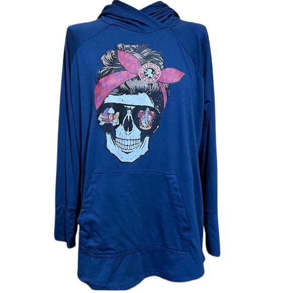 LuLaRoe Large Blue Hooded Sweatshirt Gryffindor Harry Potter Kangaroo Pouch - Picture 2 of 8